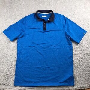 KJUS Polo Shirt Mens 52/L Heather Blue Performance UPF 50+ Short Sleeve